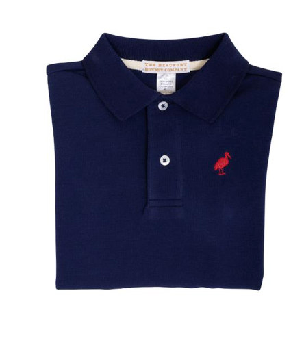 Prim and Proper Long Sleeve Polo | Nantucket Navy/Richmond Red