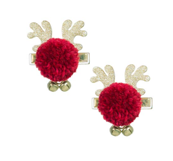 Pom Pom Reindeer Hair Clips