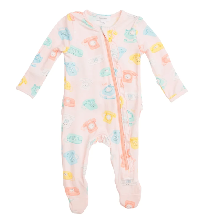 Retro Phone Ruffle Zipper Footie