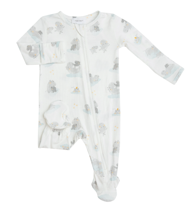 Grey Hippo Zipper Footie