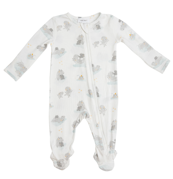 Grey Hippo Zipper Footie