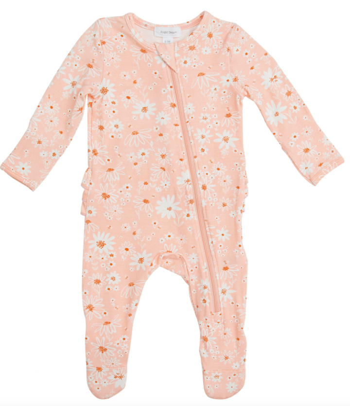 Daisy Ruffle Back Zipper Footie