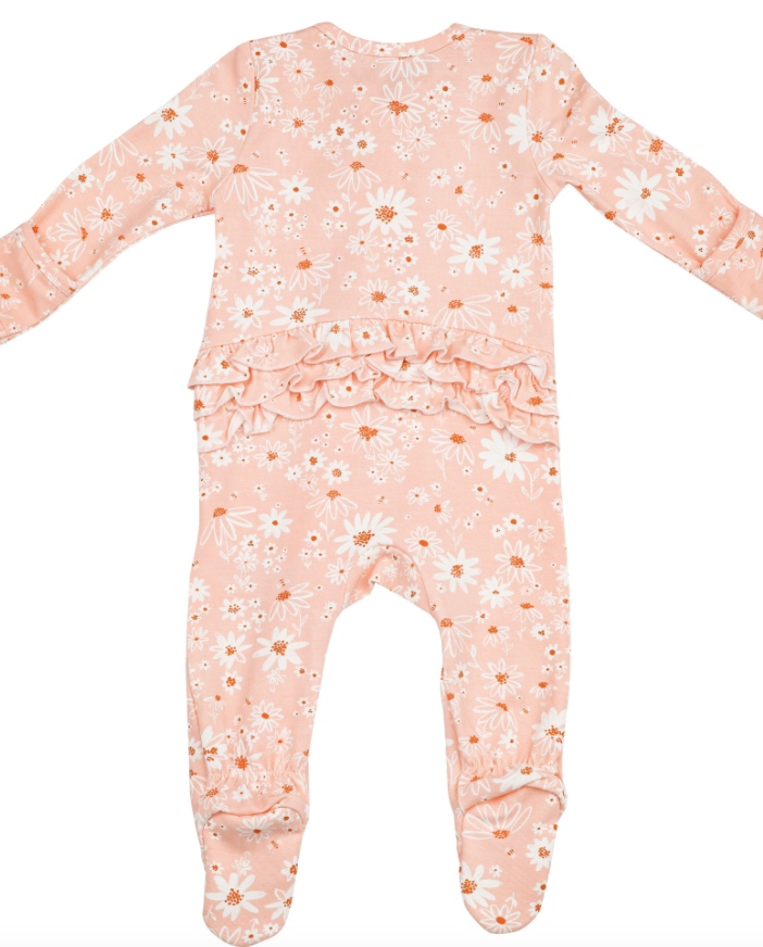 Daisy Ruffle Back Zipper Footie