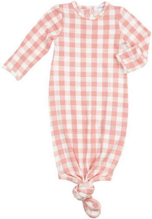 Pink Gingham Knotted Gown (0-3 Months)