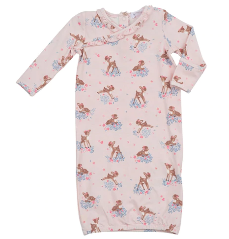Woodland Deer Kimono Gown (0-3 Months)