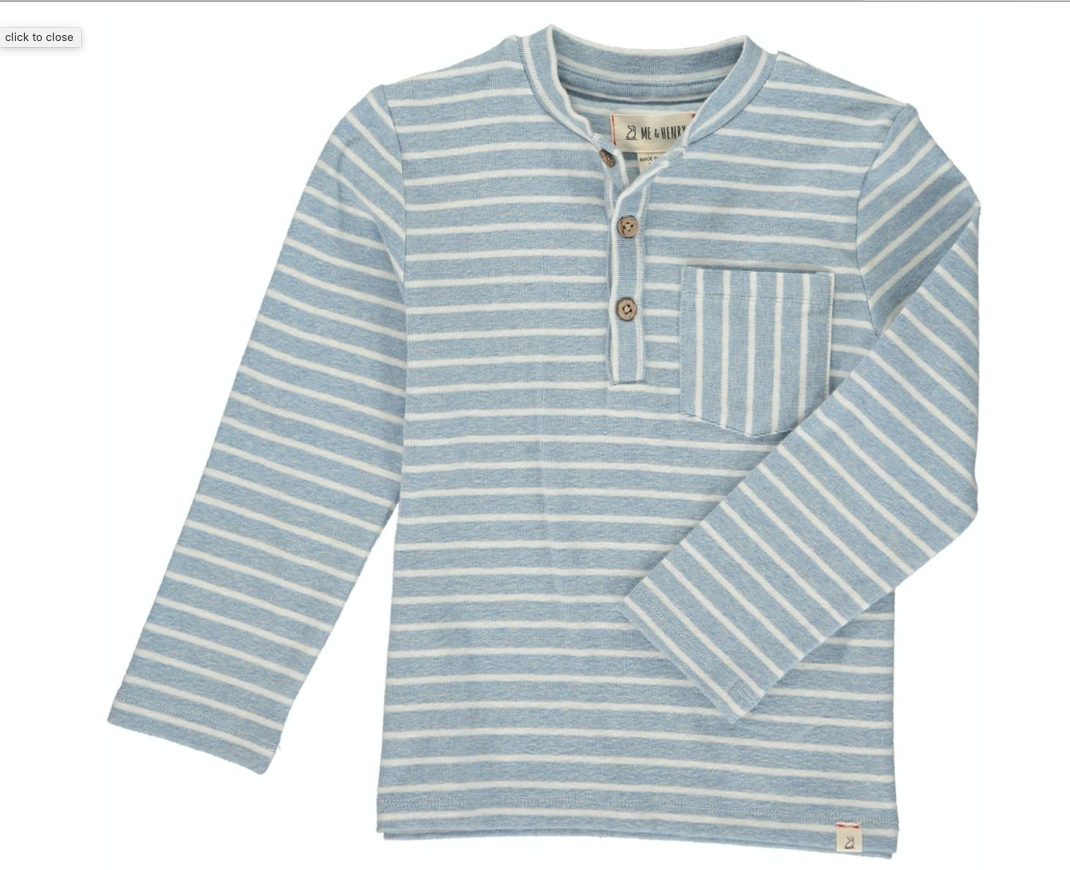 Blue Stripe Henley Longsleeve Tee