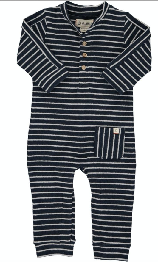Navy Stripe Jersey Romper