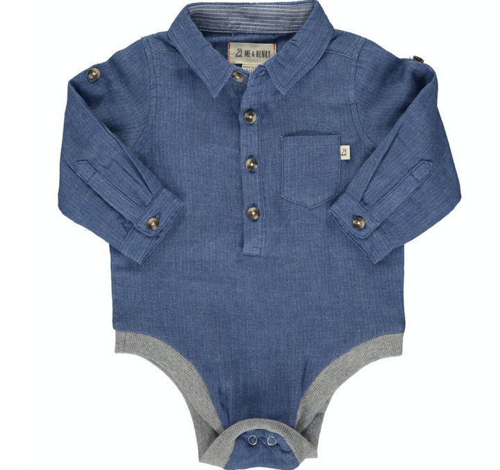 Navy Gauze Woven Onesie