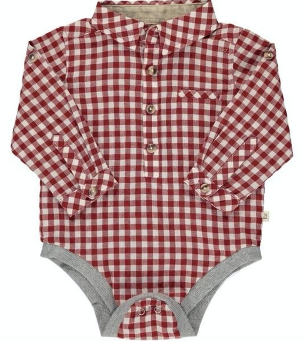 Rust and White Plaid Woven Onesie