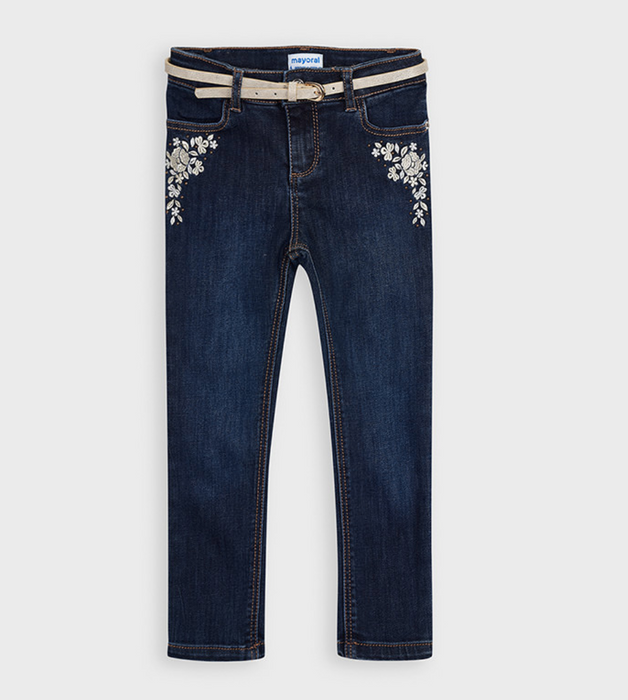 Skinny Denim metallic pants with gold belt (4550)