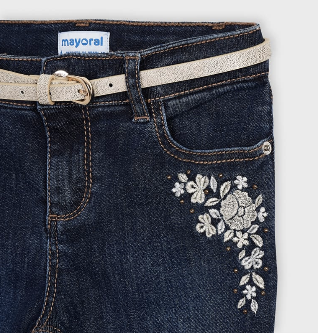 Skinny Denim metallic pants with gold belt (4550)