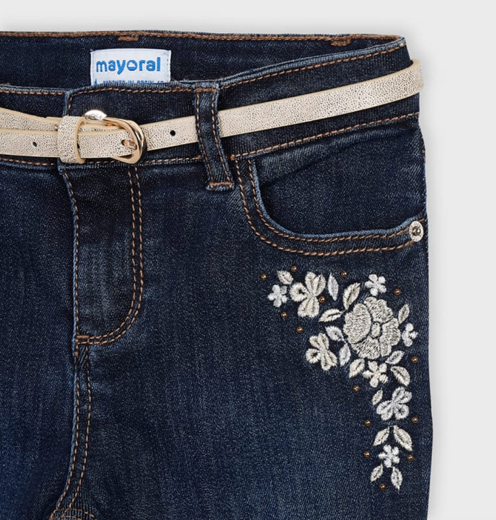 Skinny Denim metallic pants with gold belt (4550)