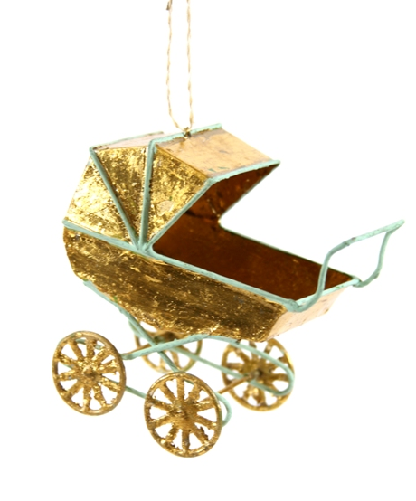 Gold & Mint Baby Carriage