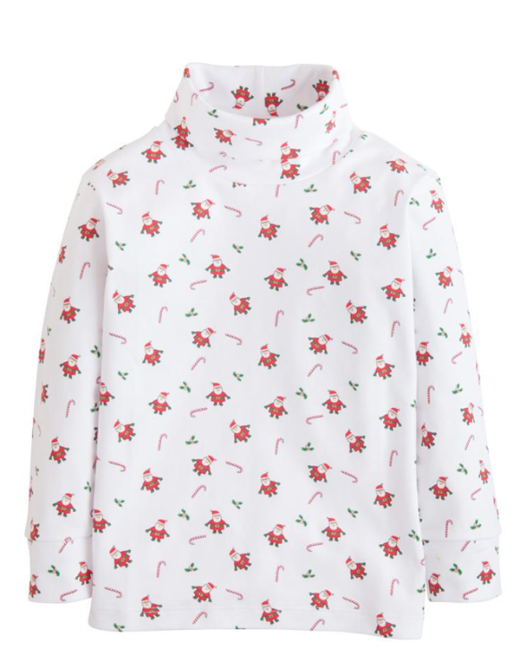 Little Holiday Printed Turtleneck