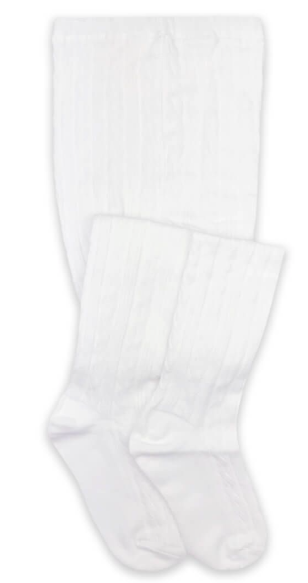 Jefferies Socks Classic Cable White Tights 1 Pair (1560)