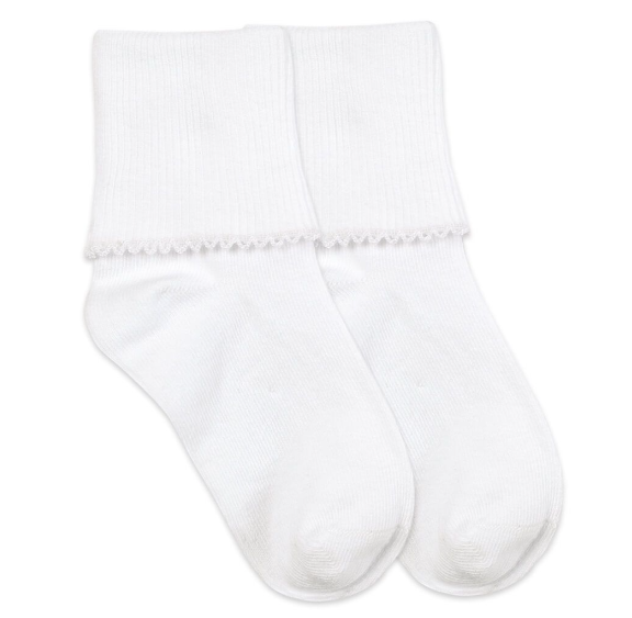 Jefferies Socks Smooth Toe Tatted Edge Turn Cuff White/White Socks 1 Pair (2111)