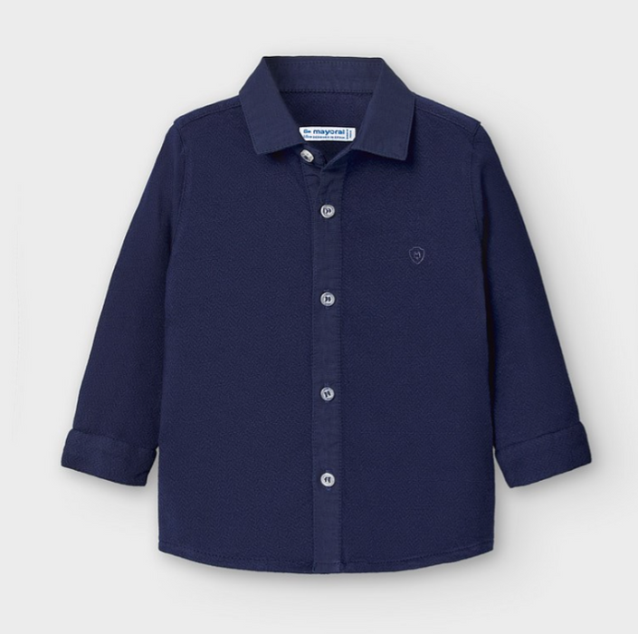 Navy Blue Knit Long Sleeved Baby Boy Shirt (2134)