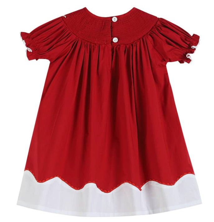 Red and White Santa Smocked Shift Dress