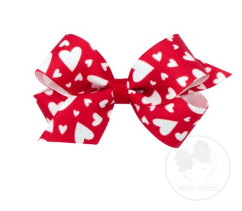 Mini Valentine Heart Print Bow