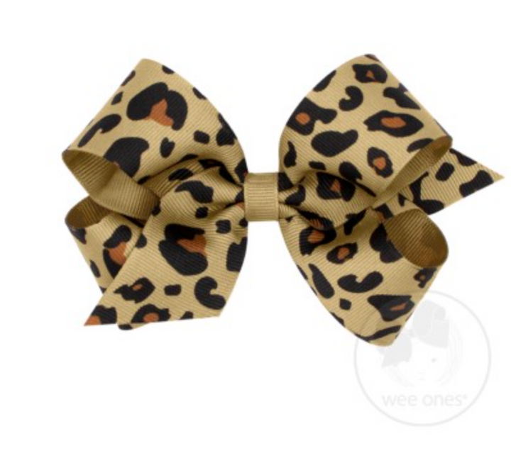 Medium Leopard Print Grosgrain Bow