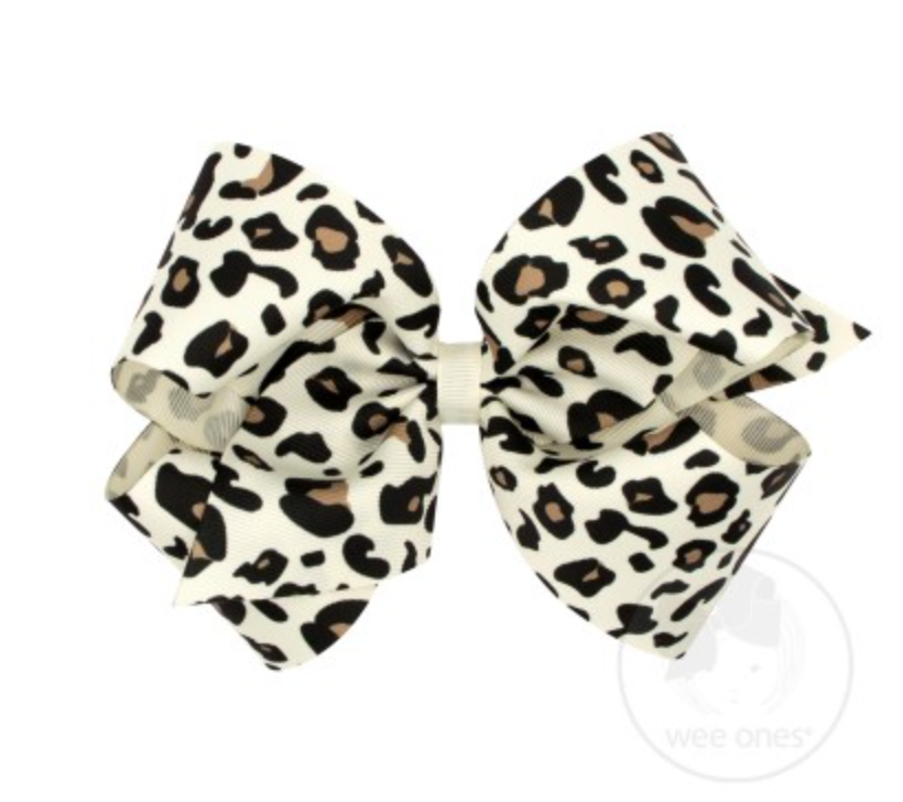 King Leopard Print Grosgrain Bow