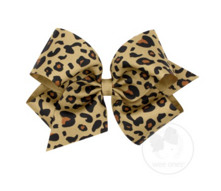 King Leopard Print Grosgrain Bow