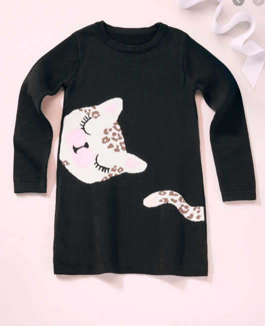 Black Leopard Sweater Dress