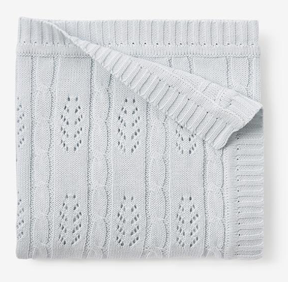 Light Blue Cable Leaf Blanket