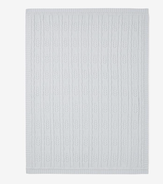 Light Blue Cable Leaf Blanket