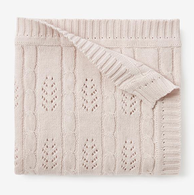Blush Cable Leaf Blanket