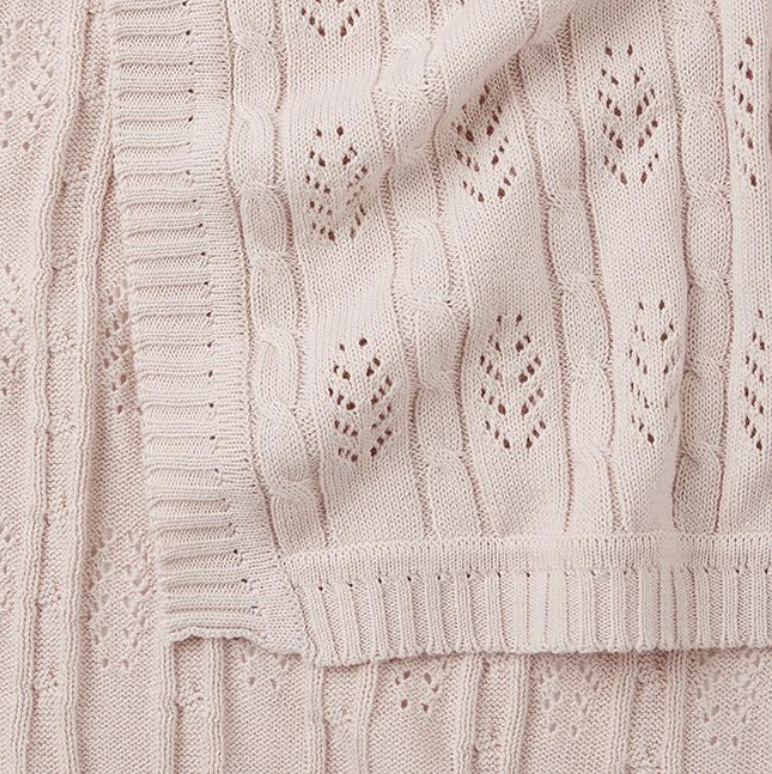 Blush Cable Leaf Blanket