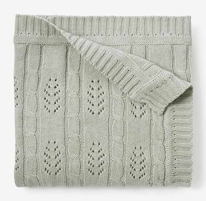 Sage Cable Leaf Blanket