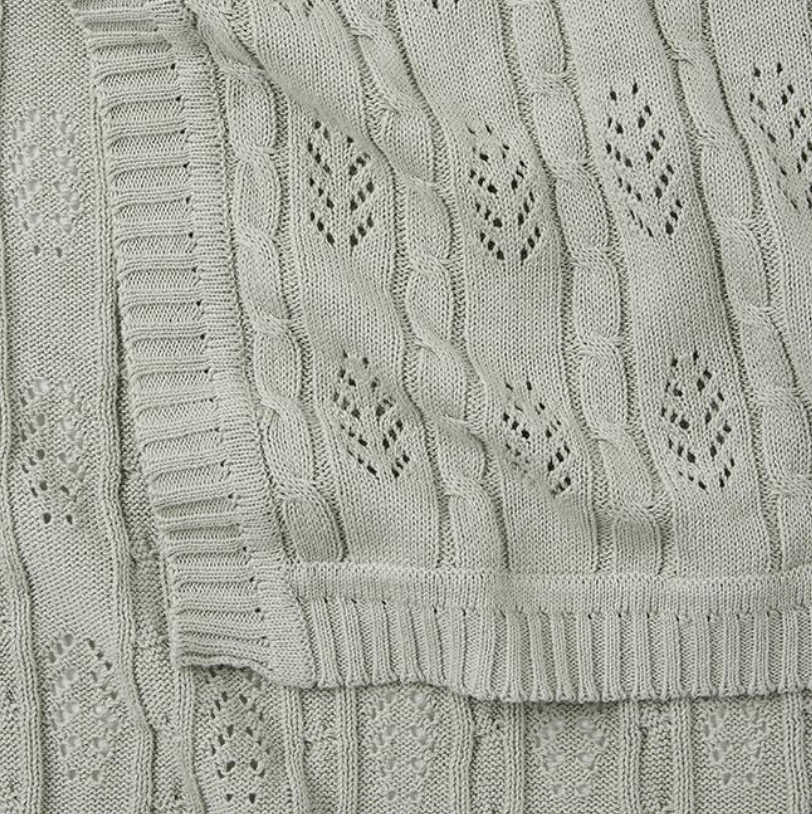Sage Cable Leaf Blanket