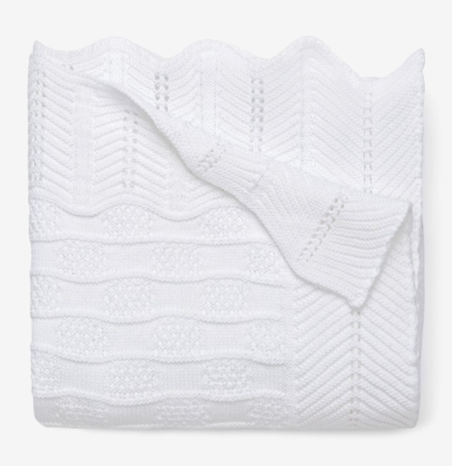White Fancy Knit Baby Blanket