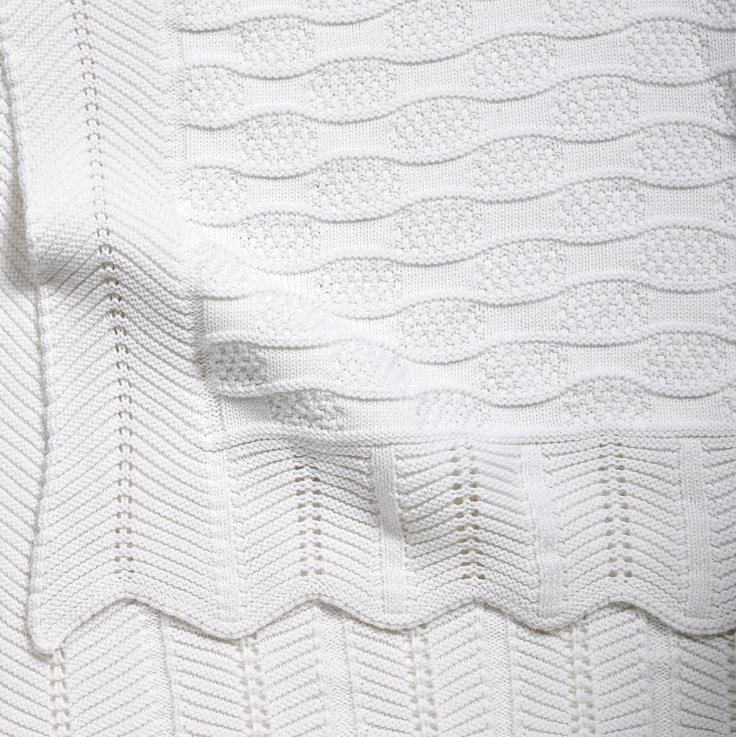 White Fancy Knit Baby Blanket