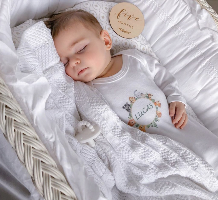 White Fancy Knit Baby Blanket