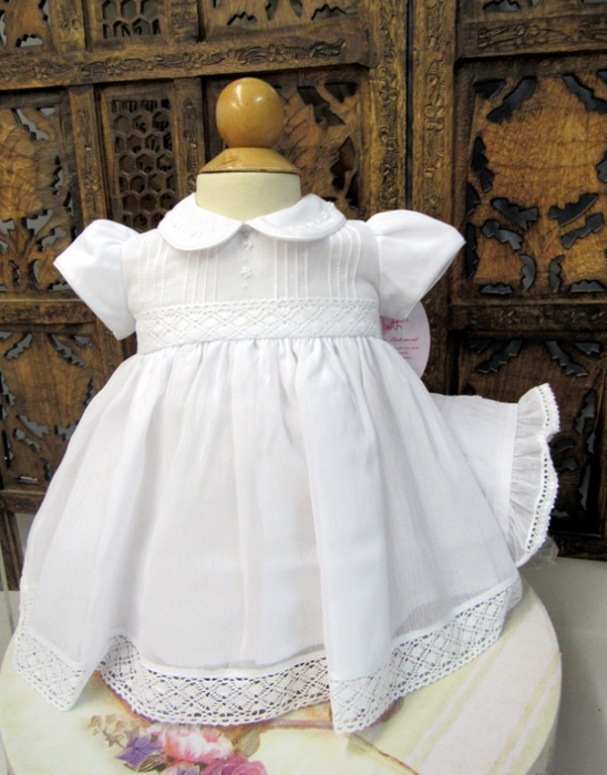 Elegant White 3 Piece Dress with Bonnet | 16630