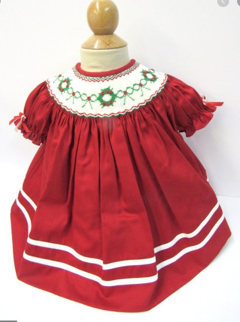 Red Wreath Bishop Dress