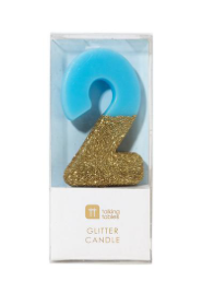 Blue Glitter Number Candle
