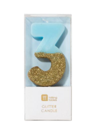 Blue Glitter Number Candle