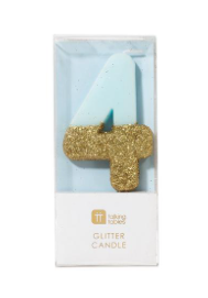 Blue Glitter Number Candle