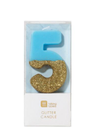 Blue Glitter Number Candle