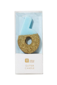 Blue Glitter Number Candle