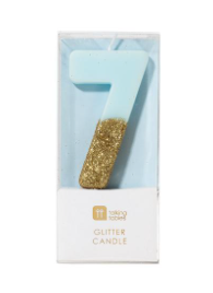 Blue Glitter Number Candle