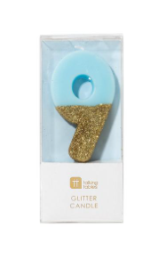 Blue Glitter Number Candle