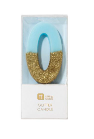 Blue Glitter Number Candle