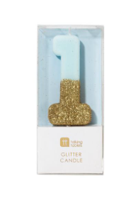 Blue Glitter Number Candle