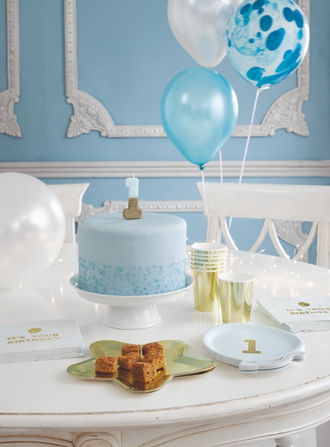 Blue Glitter Number Candle