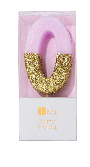 Pink Glitter Number Candle