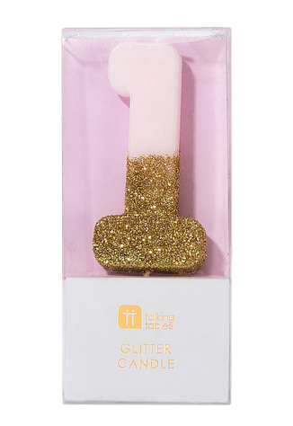 Pink Glitter Number Candle